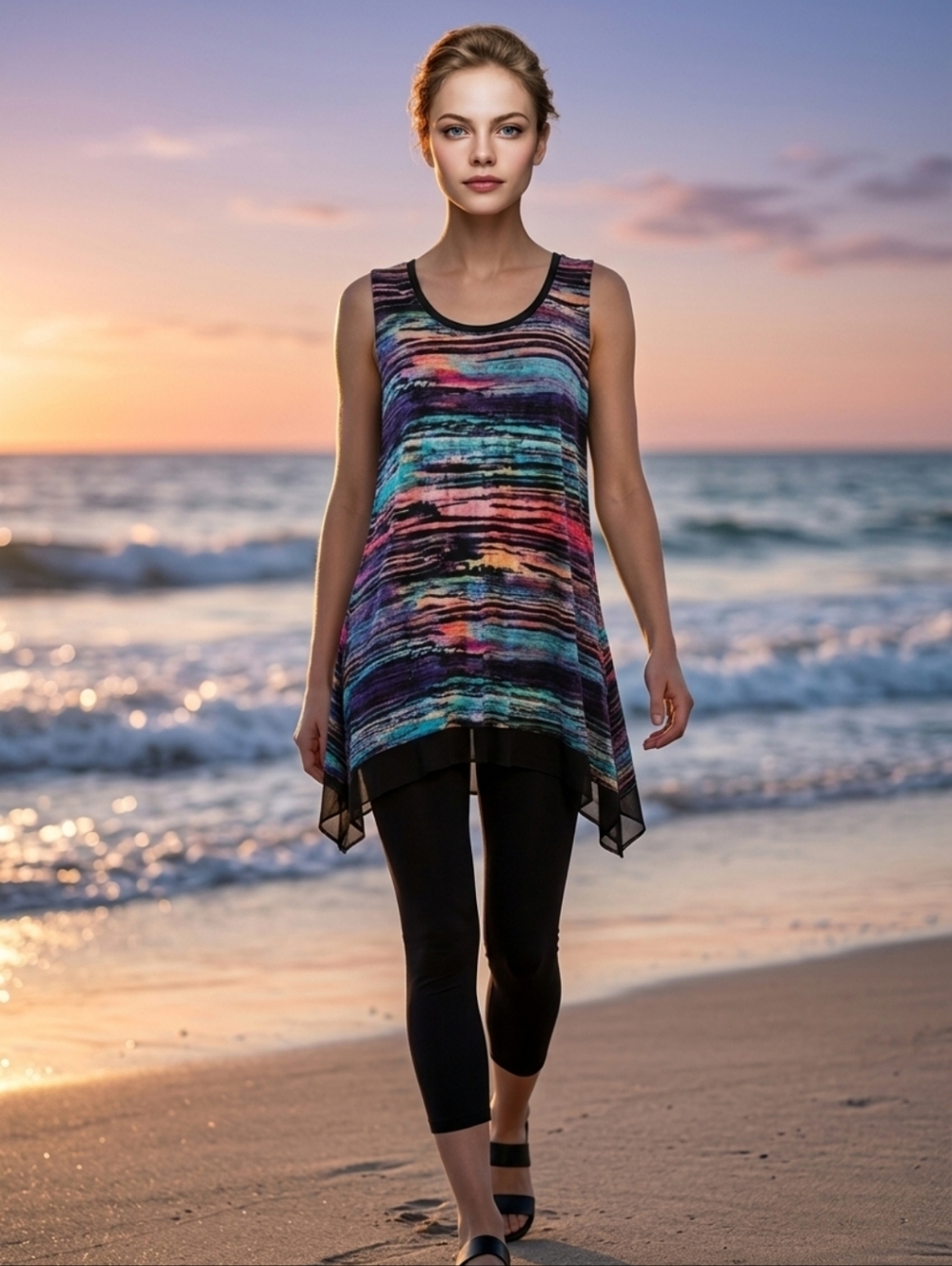 Cupio Colorful Striped Sleeveless Tunic
